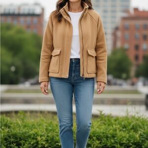 Banana Republic Camel Teddy Zip-Front Jacket